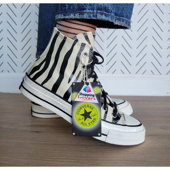 ⭐Converse Chuck 70 Hi 8 Women Shoes Zebra Print Canvas Glow in the Dark A15032C - Picture 3 of 13